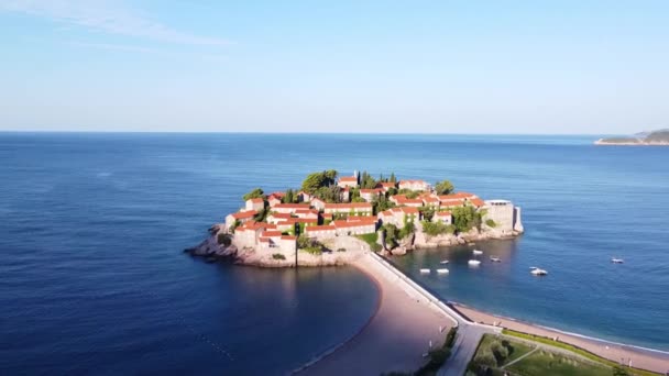 Aerial view of island with old history — Stockvideo