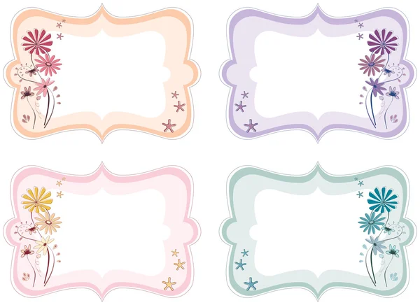 Etiquettes florales en différentes couleurs — Image vectorielle