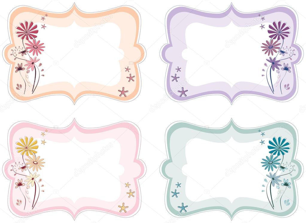 Floral labels in different colours