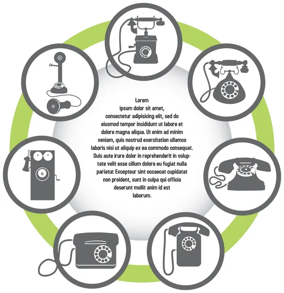 O conceito dos antigos ícones do vetor de telefone retro —  Vetores de Stock