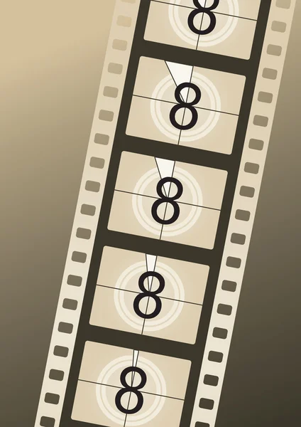 Filmstrip nedtælling fra nummer otte på brun baggrund – Stock-vektor