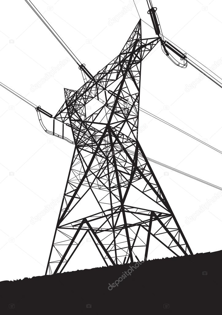 Transmission line on the white background — Stock Vector