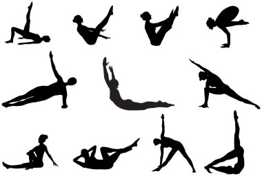 çalışma dışarı ve üzerinde beyaz b germe pilates silhouettes