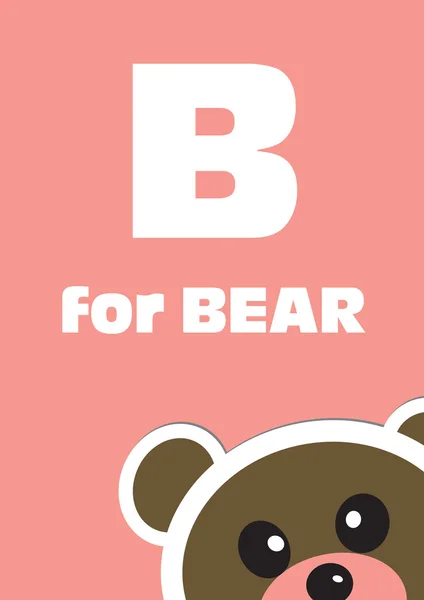 B pro medvěda, zvířecí abeceda pro děti — Stockový vektor