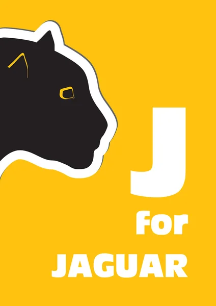 J pro jaguar, zvířecí abeceda pro děti — Stockový vektor