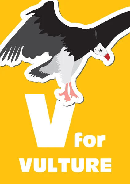 V para o abutre, um alfabeto animal para as crianças — Vetor de Stock