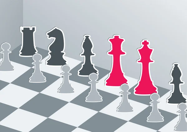 Chess siffror i grått med röda kungen och drottningen — Stock vektor