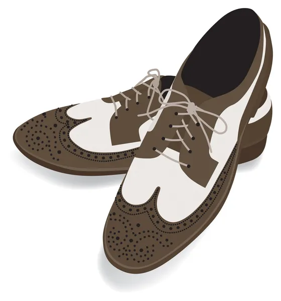 Zapatos punta de ala marrón para hombre aislado sobre fondo blanco — Vector de stock