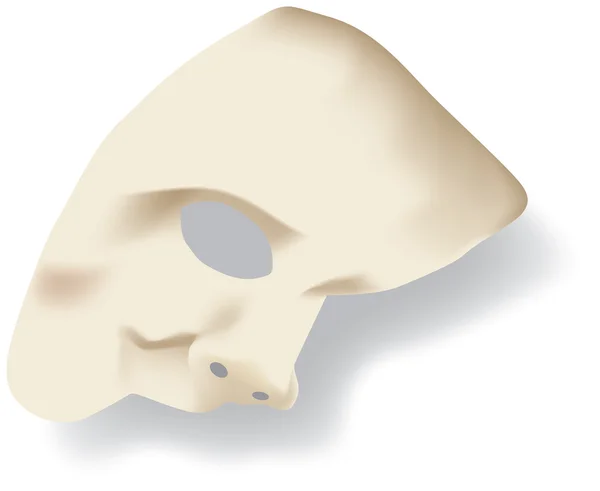 Beyaz hayalet beyaz arkasında izole opera yarım yüz maskesi