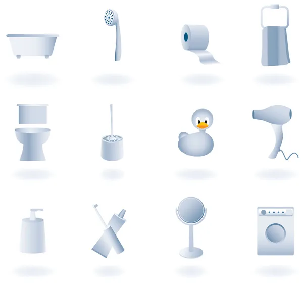 Bathroom equipment set of icons, vector — Stock Vector