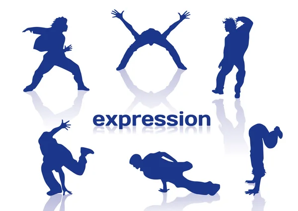 Breakdance silhouetten op witte achtergrond — Stockvector