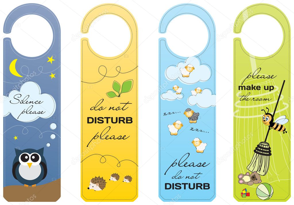 Hanging signs for children and pet friendly hotels