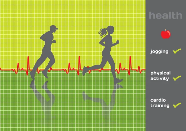 Konsept: kardiyogram ve fiziksel aktivite sınavı, koşu - vect