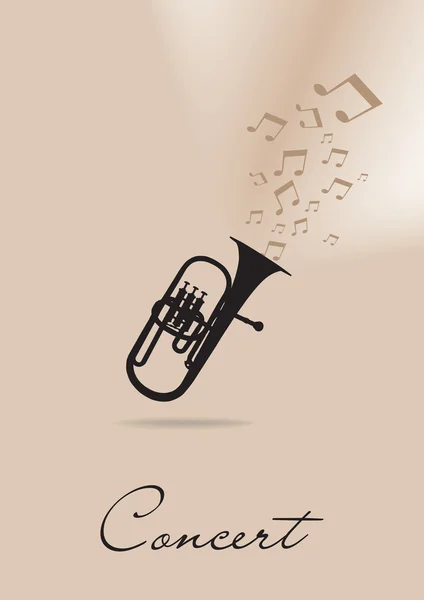 Template for the concert poster with trumpet — Stock Vector