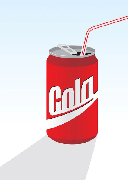 Beverage can con paja, rojo - vector — Vector de stock