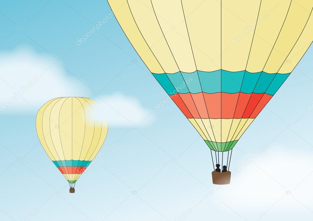 Two air balloons in the sky; background