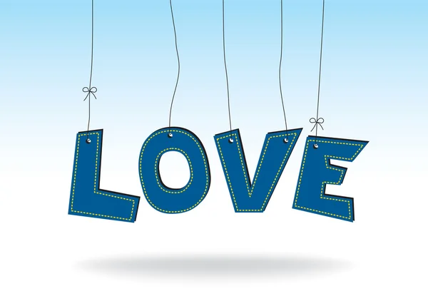 LOVE - hanging blue letters — Stock Vector