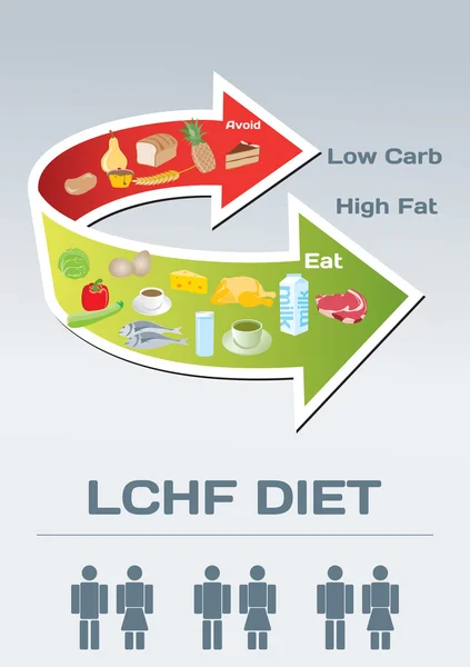 低碳水化合物高脂肪饮食 (Lchf 的数据图表) — 图库矢量图片