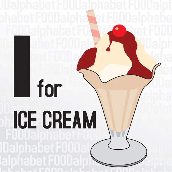 Εγώ για το παγωτό, το αλφάβητο των τροφίμων — Διανυσματικό Αρχείο