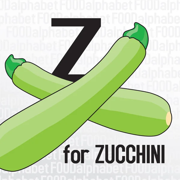 Z για το κολοκύθι, το αλφάβητο των τροφίμων — Διανυσματικό Αρχείο
