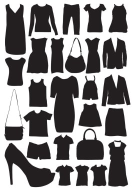 moda giysiler siluetleri çizimler vektör