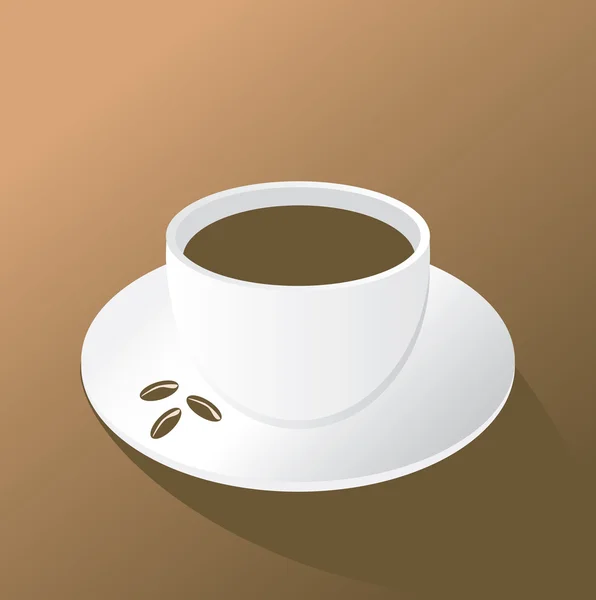 Taza de café sobre el fondo marrón, vector — Vector de stock