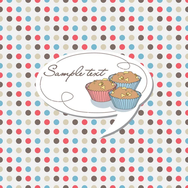Prickig bakgrund med cupcake etikett - vektor — Stock vektor