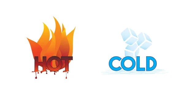 Hot and Cold or Fire and Ice icons - climate symbol icon — Stock Vector