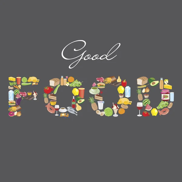 Buena señal de comida, alimentos — Vector de stock