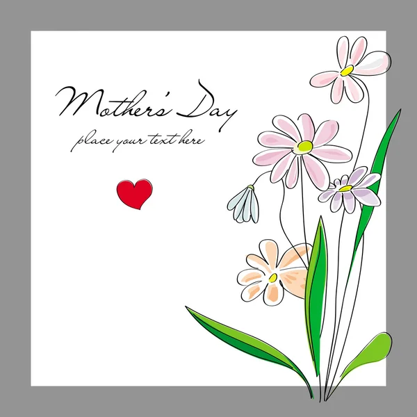 Flores, tarjeta para el Día de las Madres — Vector de stock