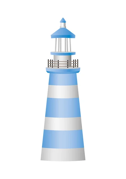 灯塔，白色和蓝色，白色的背景上 — 图库矢量图片