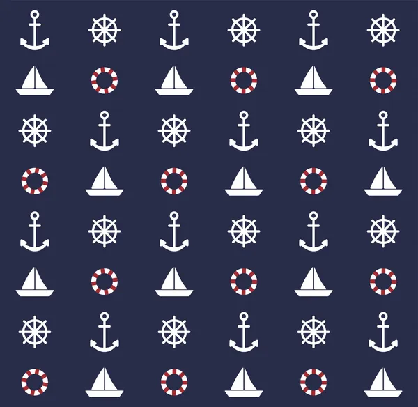 tekne, çapa, dümen direksiyon ile lacivert arka plan