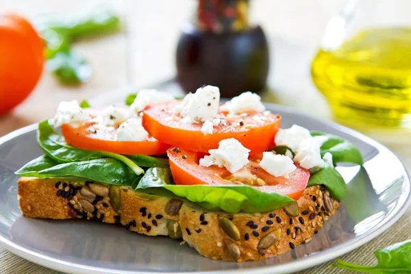 Feta and Spinach sandwich — Stock Photo, Image