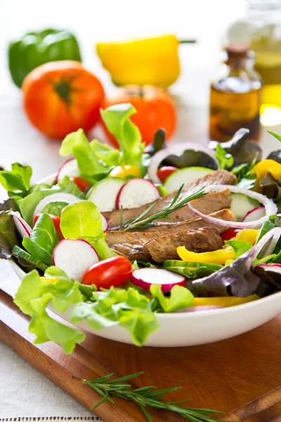 Sebze salatası ile ızgara biftek — Stok fotoğraf