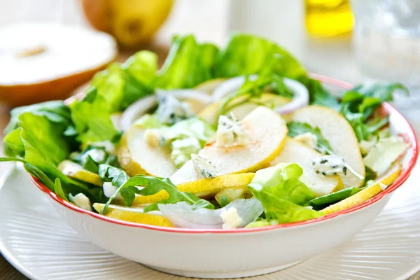 Pear with Blue cheese and Rocket salad — Stock Photo, Image