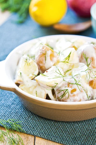 Potato with sour cream dressing salad — Stock Photo, Image