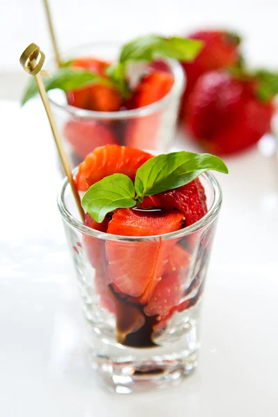 Strawberry with Balsamic sauce — Stock Photo, Image