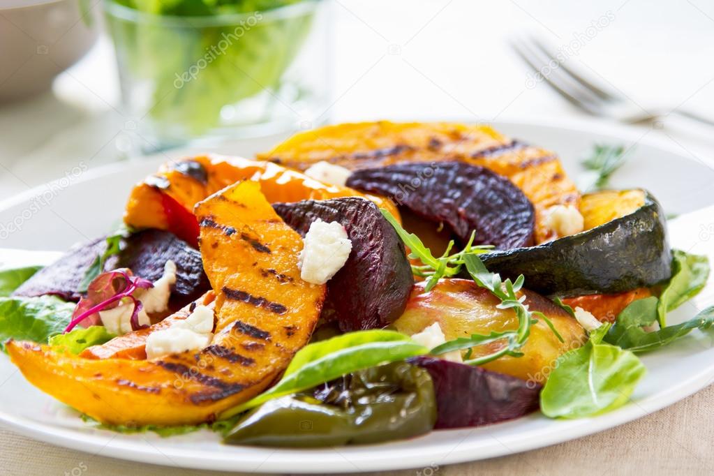 Grilled vegetables with feta cheese salad