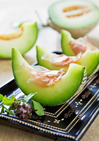 Melon with Prosciutto — Stock Photo, Image