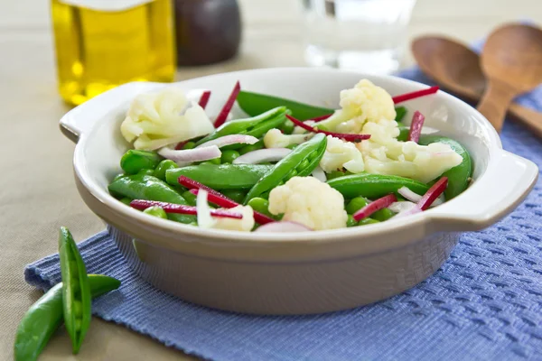 Cauliflower with Snap pea salad — Stock Photo, Image