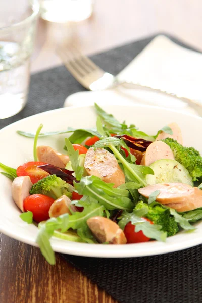 Cheese sausage and rocket salad — Stock Photo, Image