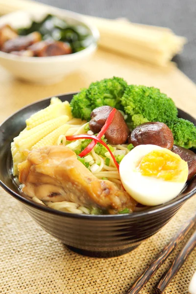 Noodle soup with mushroom and chicken — Stock Image Noodle soup with mushroom and chicken Stock Picture