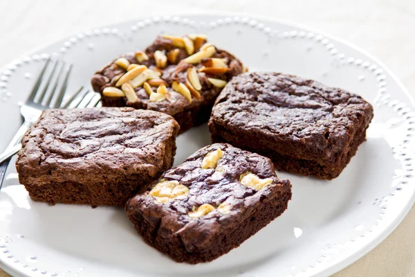 Brownies with varieties topping — Stock Photo, Image