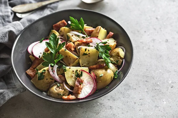 Potato Bacon Radish Salad Bowl — Stock Photo, Image