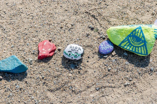 Beautiful Different Kinds Painted Rocks Lake Elsinore California — Stock Photo, Image