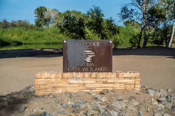 Yuma Usa Nov 2021 Welcoming Signboard Entry Point Wetlands — стоковое фото