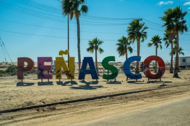 Puerto Penasco, Mexico, MX - Feb 5, 2022: A welcoming signboard at the entry point of the city clipart