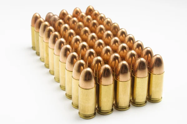 9mm kogels in een rij Stockafbeelding