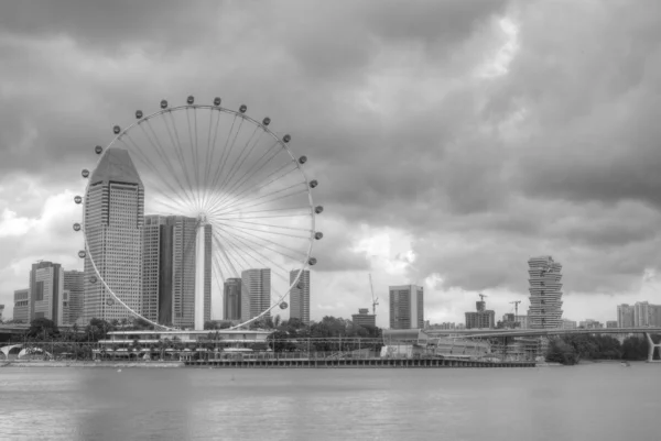 Singapore skyline met de singapore flyer — Stockfoto