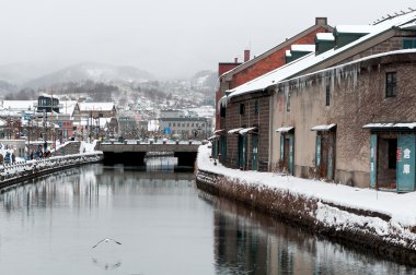 Otaru canal kış, hokkaido, Japonya